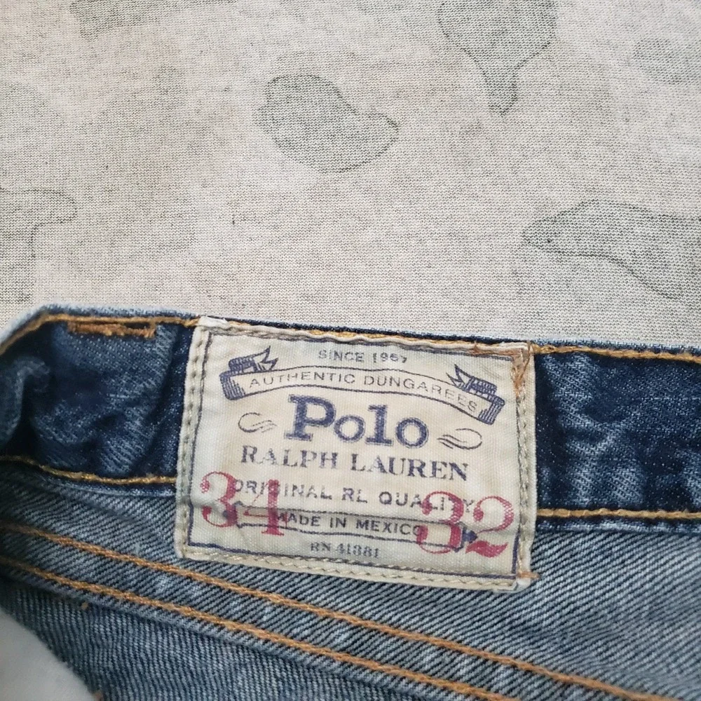 Vtg Polo Ralph Lauren Jeans Mens 34x32 Blue Hampton Straight Denim Medium Wash